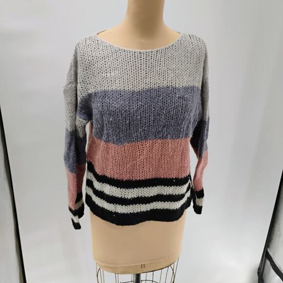 Lucky Brand Sweater Bold Stripe Pullover Multicolor Sz S wool blend - Picture 4 of 13